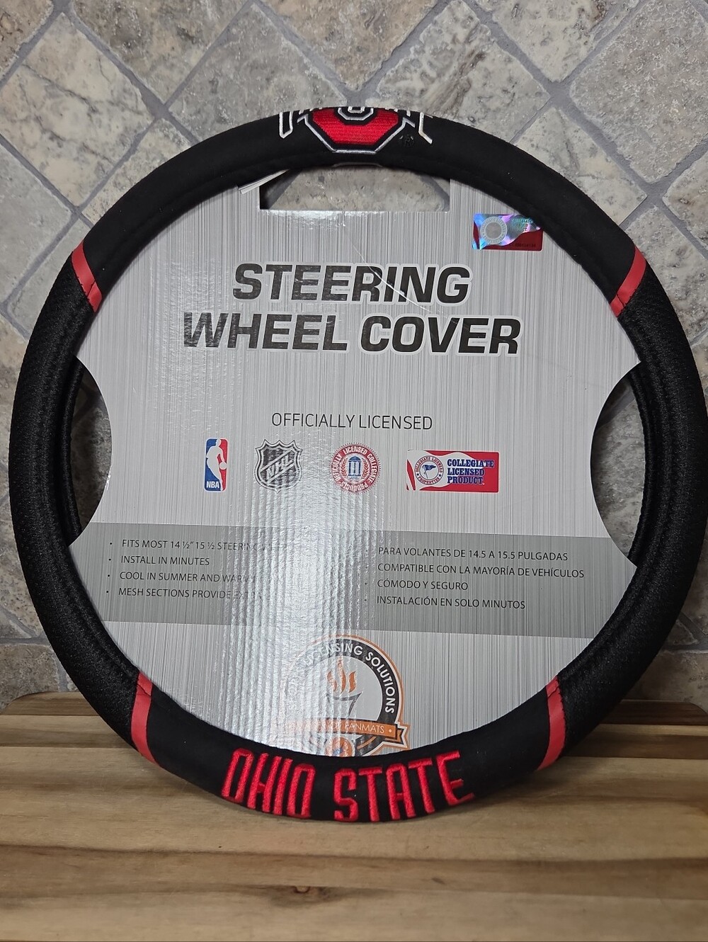 Ohio State Steering Wheel Cover - Black & Red